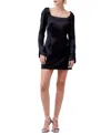 French Connection Long Sleeve Satin Minidress In Black