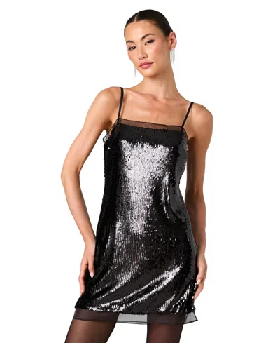 French Connection Women's Sequin Square-neck Sleeveless Mini Dress In Black