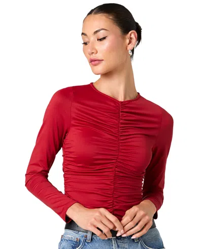 French Connection Shay Slinky Jersey Knit Ruched Top In Red