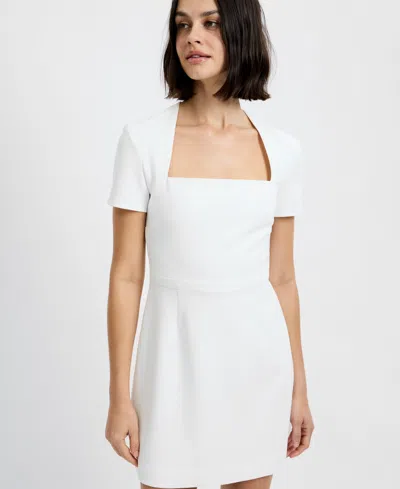 French Connection Women's Short-sleeve Square Neck Mini Dress In White