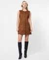 French Connection Lany Sleeveless Faux Suede Minidress In Brown