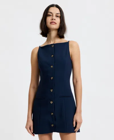 French Connection Women's Sleeveless Button-down Mini Dress In Blue
