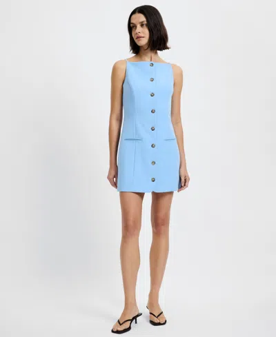 French Connection Azra Twill Square Neck Mini Dress In Blue