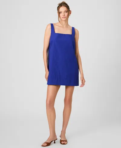French Connection Alissa Cotton Shift Minidress In Blue