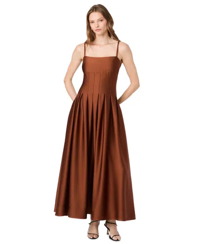 French Connection Women's Sleeveless Fitted Bodice Maxi Dress In Chestnut Brown