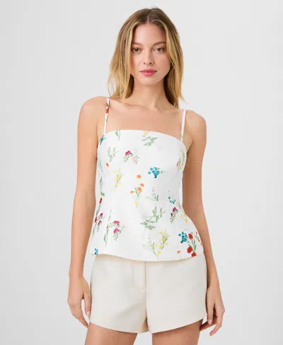 French Connection Women's Sleeveless Straight Neck Top In White