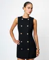 French Connection Structured Tweed Mini Dress In Black