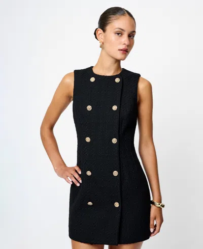 French Connection Structured Tweed Mini Dress In Black