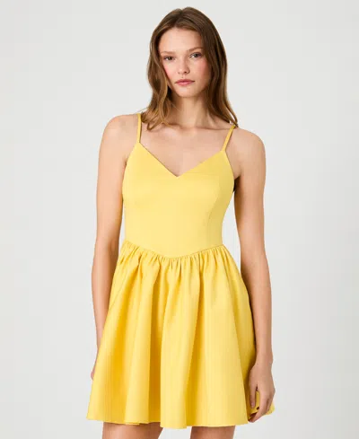 French Connection Lilah Stretch Ballerina Minidress In Yellow