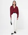 French Connection Sloane Knit Collared Pullover In Cabernet In Red