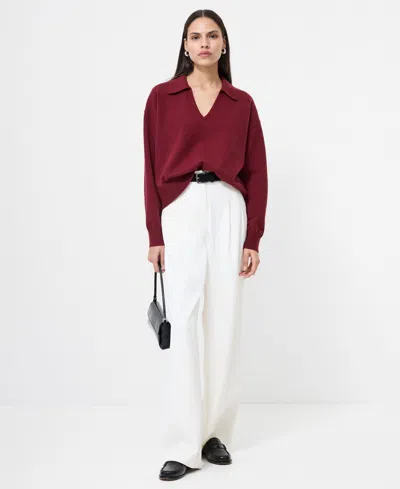 French Connection Women's Sloane Knit Collared Sweater In Red