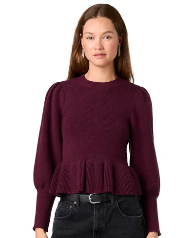 French Connection Women's Sloane Long-balloon-sleeve Peplum Sweater In Purple
