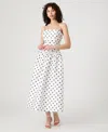 French Connection Polka Dot Strappy Drop Waist Sundress In White