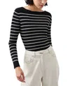 French Connection Stripe Crinkle Knit Top In Black/cream Stripe In Black,classic Cream