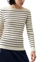 French Connection Womens Striped Knit Pullover Sweater In Classic Cream