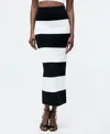 French Connection Stripe Knit Skirt In Black