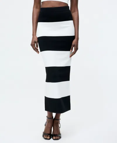 French Connection Women's Striped Bodycon Knit Maxi Skirt In Black