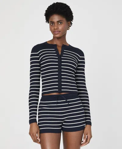 FRENCH CONNECTION WOMEN'S STRIPED CRINKLE-KNIT SLIM-FIT CARDIGAN