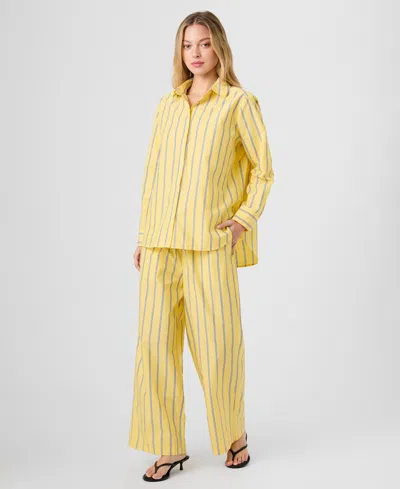 French Connection Women's Striped Drawstring Pants In Yellow