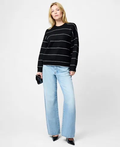 French Connection Women's Striped Long-sleeve Sweater In Black