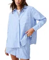 French Connection Relaxed Popover Shirt In Blue Linen