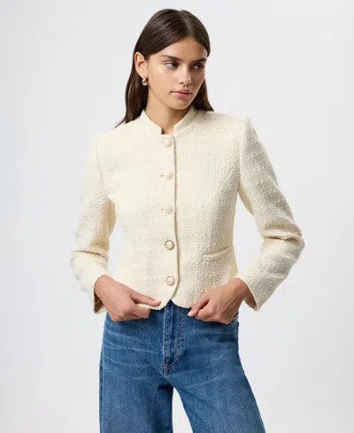 French Connection Structured Tweed Jacket In Neutral