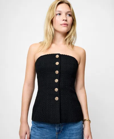 FRENCH CONNECTION WOMEN'S STRUCTURED TWEED STRAPLESS TOP