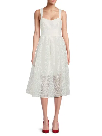 French Connection Sleeveless Lace Midi Dress In Summer White