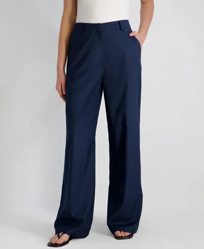 French Connection Women's Twill High Rise Relaxed Ankle Trousers In Blue