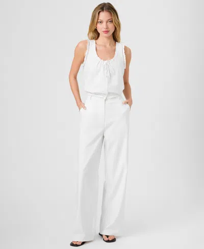 French Connection Women's Twill High Rise Relaxed Ankle Trousers In White