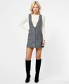 French Connection V-neck Wool Blend Apron Minidress In Gray