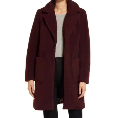 French Connection Women's Vegan Faux Fur Jacket In Wine In Burgundy