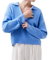 French Connection Vhari Collared Sweater In Dusted Blue