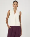 French Connection Vhari Button Down Vest  Knitwear In Porcelain Cream