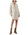 French Connection Babysoft Rib Button Front Long Sleeve Sweater Dress In Classic Cream