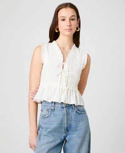 French Connection Women's V-neck Tie-front Top In White