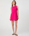 French Connection Whisper Boatneck Minidress In Cerise Pink