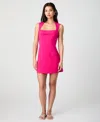 French Connection Whisper Square Neck Mini Dress In Cerise Pink