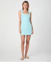 French Connection Whisper Square Neck Mini Dress In Pastel Turquoise