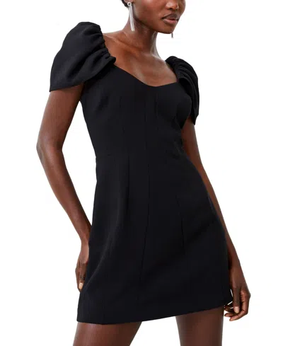 French Connection Women's Whisper Gathered-sleeve Mini Dress In Blackout