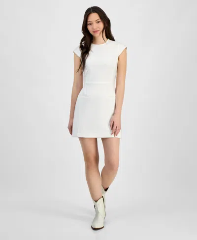 French Connection Women's Whisper Mock-neck Cap-sleeve Dress In Summer White