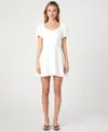 French Connection Whisper Puffed Sleeve Mini Dress In Summer White