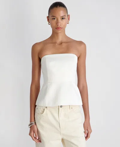 French Connection Women's York Satin In Christa Fleur Strapless Top In White