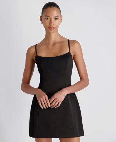 French Connection Women's York Satin Scoop Neck Mini Dress In Black