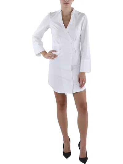 French Connection Womens Above Knee Collared Shirtdress In White