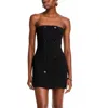 French Connection Azra Double Breasted Strapless Twill Minidress In Black