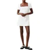 French Connection Womens Above Knee Square Neckline Mini Dress In White
