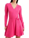 French Connection Womens Above Knee Surplice Sweaterdress In Pink
