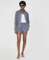French Connection Alexis Rounded Drawstring Shorts In Marine,white