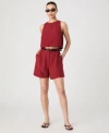 French Connection Womens Birdie Crewneck Sleeveless Top High Rise Walking Shorts